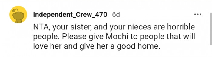 Give the dog to people who will care for him