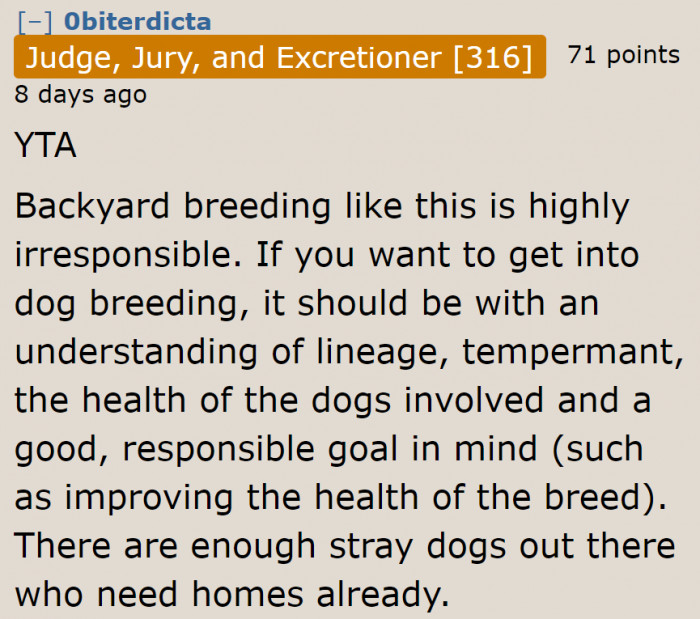 The reason why backyard breeding is irresponsible