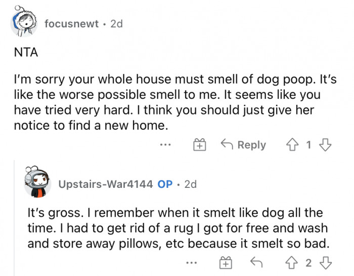 "Give her notice to find a new home."