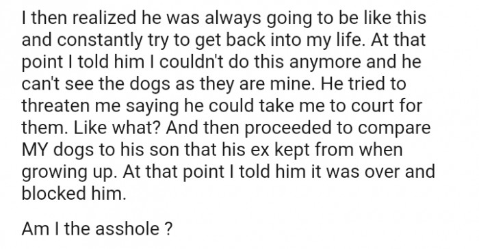 I told him it was over at a point