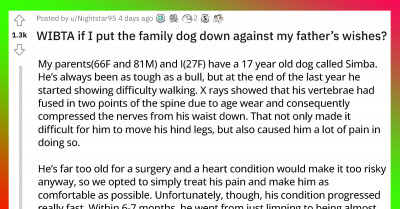 Young Woman Wants To Euthanize Old And Suffering Family Dog Against Her Father’s Wishes