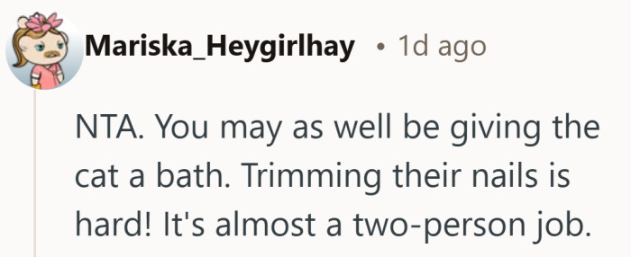 A calm cat, steady hands, and a little patience can make the difference during nail trim time.