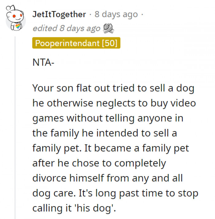 It would be ideal for OP to talk this out thoroughly with his son, given that he's just a teen and seems to need a bit more guidance in the way he's handling things.