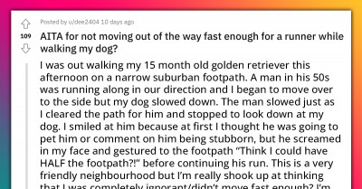 Redditor Gets Reprimanded By A Jogger In The Park For Not Walking Fast Enough With Their Golden Retriever
