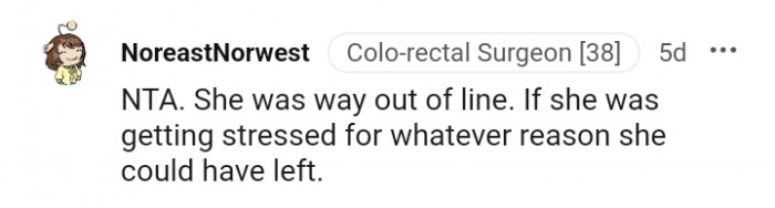 1. She Was Way Out of Line