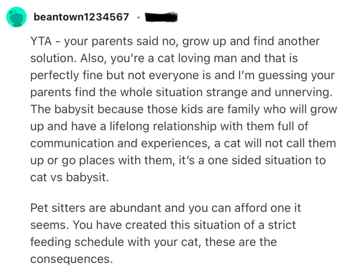 “YTA - your parents said no, grow up and find another solution.”