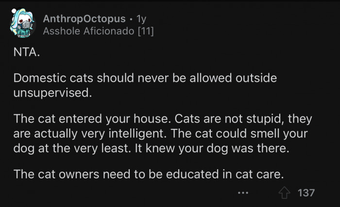 Domestic cats shouldn't be allowed outside alone.