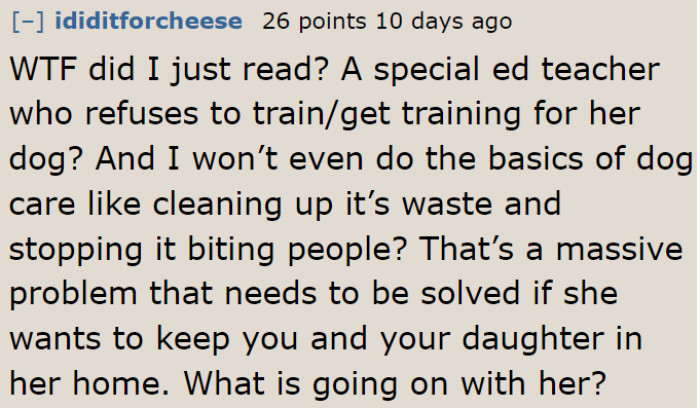 The situation is not something this Redditor expected from an educator.