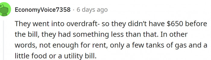 They went into overdraft to pay the vet bill