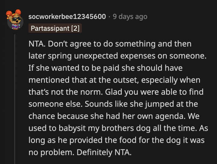 It's unclear when she brought up the money part, but OP should have expressed his discomfort when she did instead of waiting for his wife to encourage him