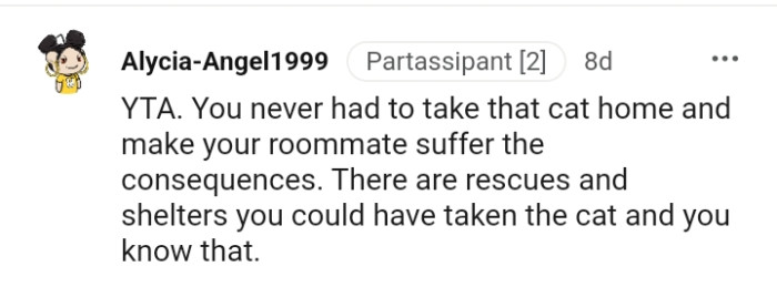 There are rescues and shelters the OP could have taken the cat to