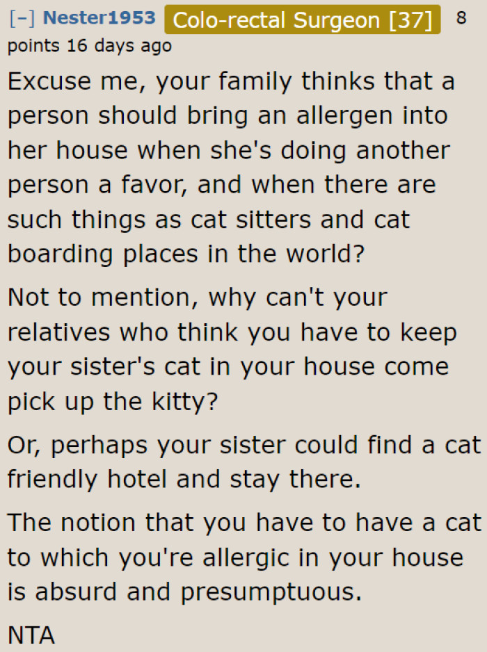This family's way of thinking is certainly unreasonable.