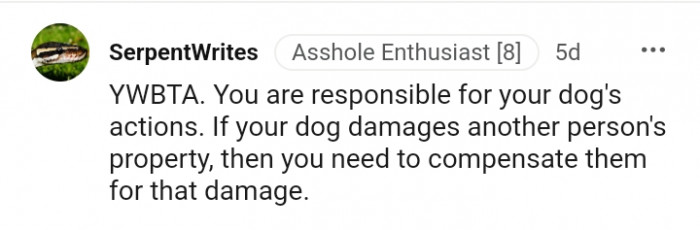 12. The OP needs to compensate for the damage