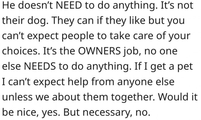 9. A dog's owner is responsible for its care, not anyone else.