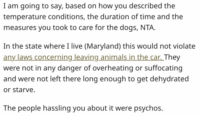 3. The temperature was right; she didn't do wrong.