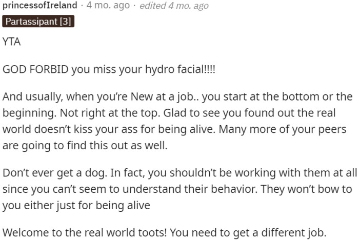 OP should find a different job and not work with dogs