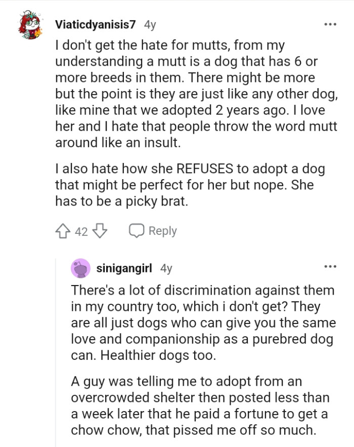 She refuses to adopt a dog that might be perfect for her
