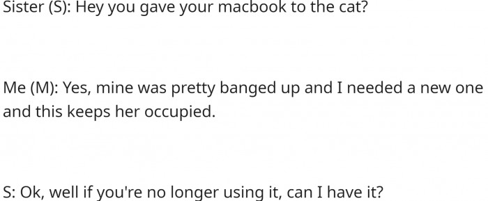 While the rest of the family thought it was funny, OP's sister did not.