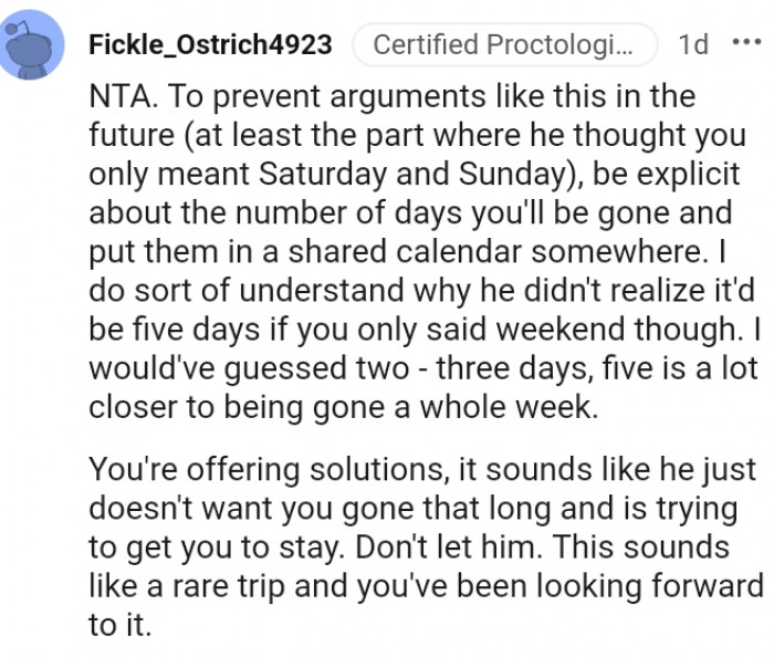 8. Be explicit about the number of days you'll be gone