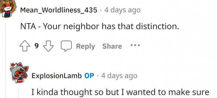 The neighbor is wrong