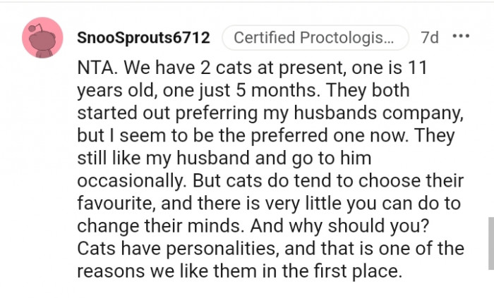 Cats do tend to choose their favorite