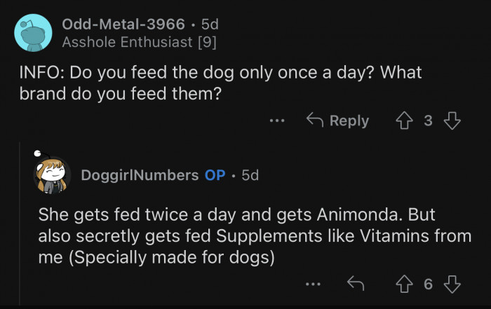 One user asked OP to provide more info about the dog's diet.