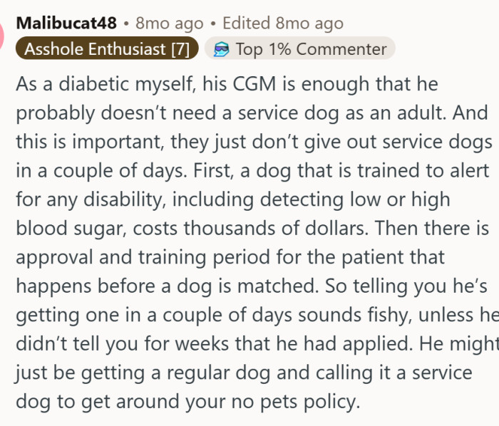 "He might just be getting a regular dog and calling it a service dog"