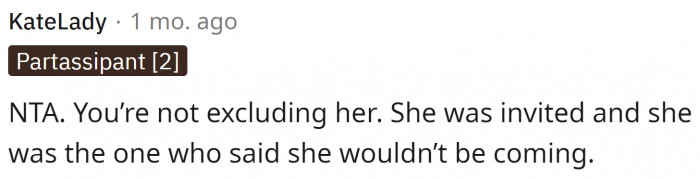 The friend isn't being excluded; it's just her selfish interpretation of the situation.
