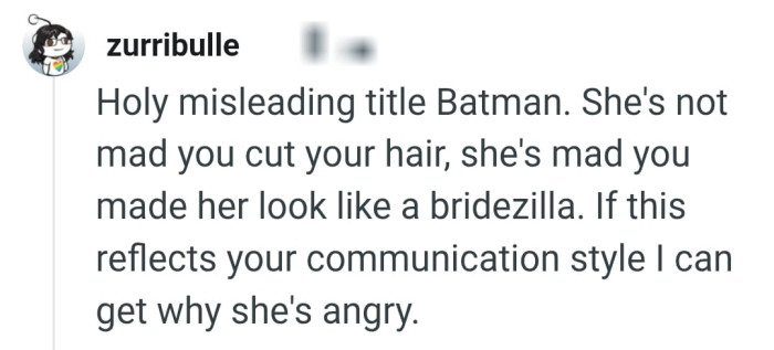 She's mad the OP made her look like a bridezilla