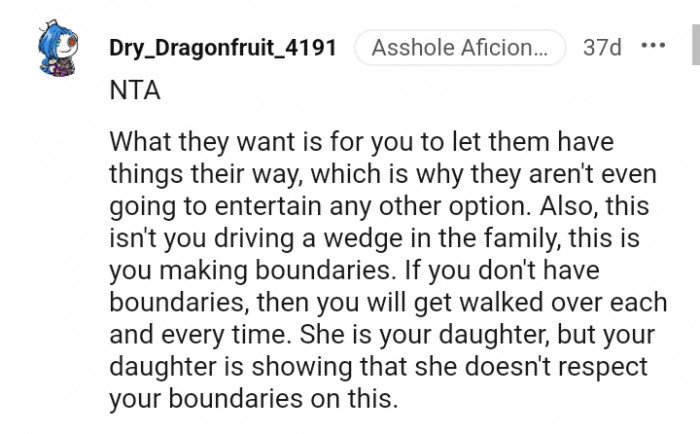 This isn't you driving a wedge in the family