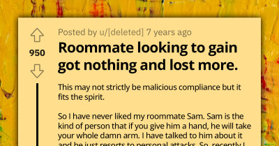 Redditor's Clever Twist Leaves Selfish Roommate Empty-Handed As His Greedy Scheme Backfires