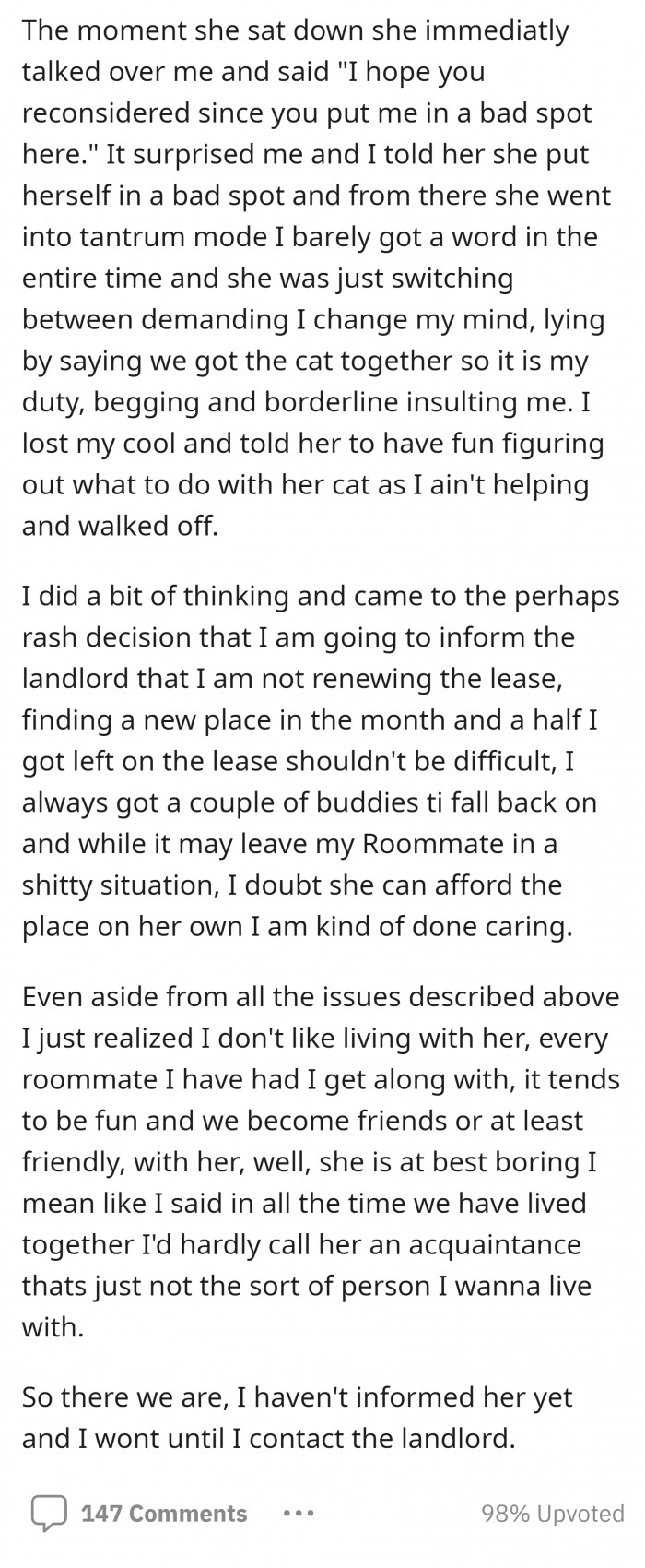 Woman Decides To Not Continue Her Lease When Her Roommate Throws A ...