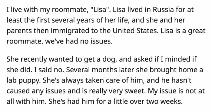 Is OP the a**hole for asking her roommate to rename her dog because of her personal reservations? You can read her full post below: