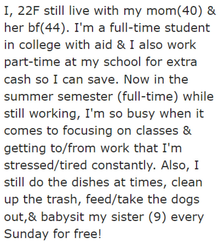 The OP shares the situation at home with the community.