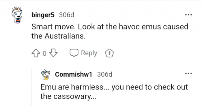 The havoc emus caused the Australians