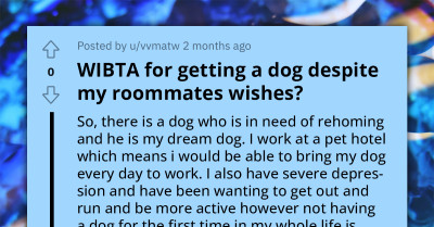 Redditor Wants To Get A Dog Despite Roommate's Wishes Because He Believes It Would Cure His Depression