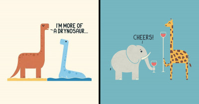 30 Illustrations of Animals Being Placed in Funny, Everyday Scenarios Have Been Shared by the Artist