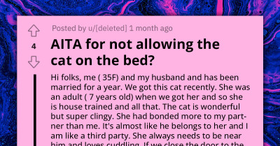 New Mom Refuses To Let Family Cat On The Bed, Her Partner Thinks It Is Cruel