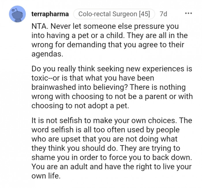 It's not selfish to make your own choices