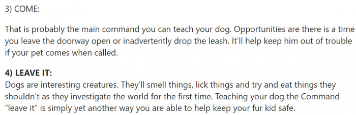 Sit, stay, come, leave it...