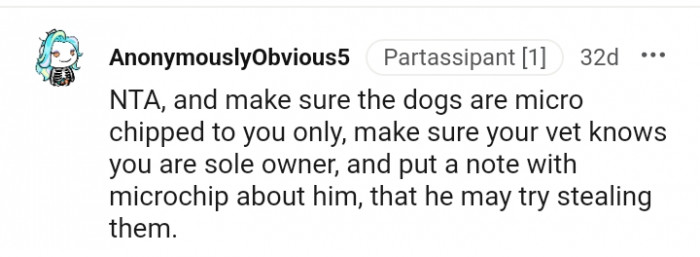 4. Put a note with microchip about him