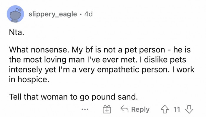 Everyone who dislikes pets isn't always a bad person.