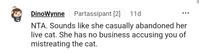 She has no business accusing you.