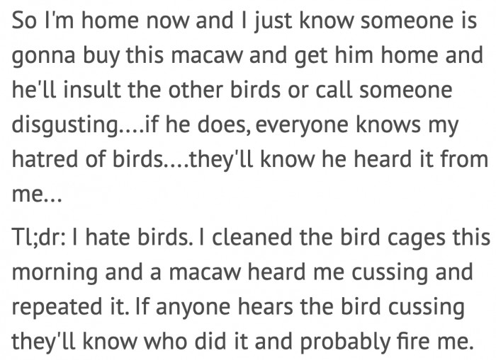 Now he's worried for its future owner.