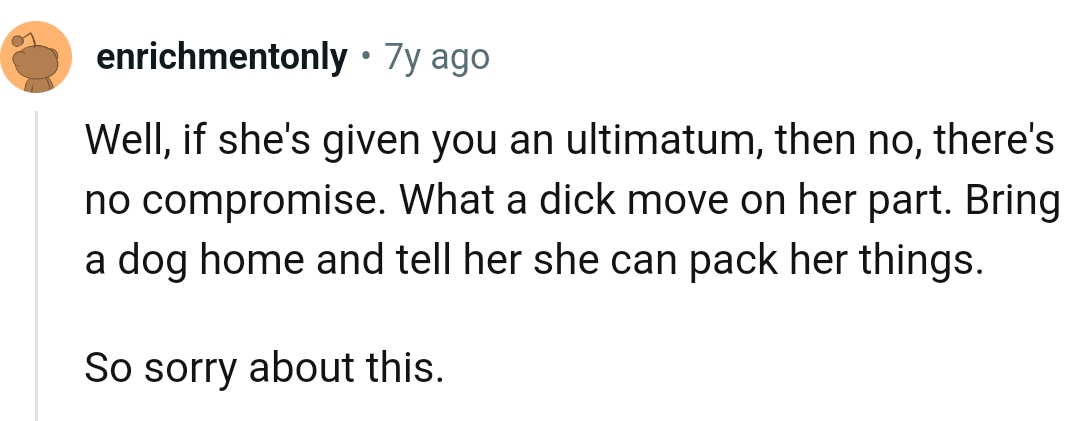 There's no compromise if she has given an ultimatum