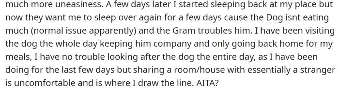 OP started sleeping at her place, but the friend asked her to return