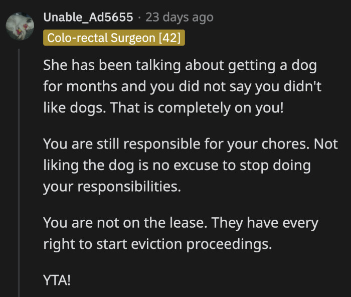 Moving will be so much easier for OP when he gets an eviction record.