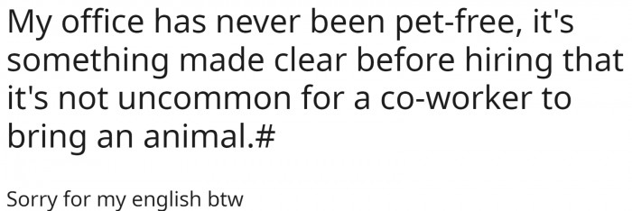 OP posted some clarification about her office: