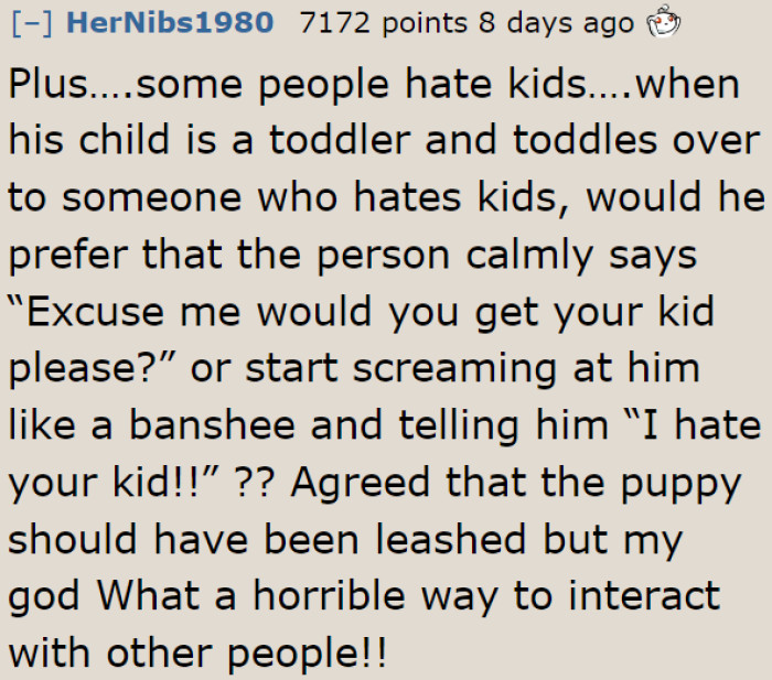 What if he encounters someone who hates kids?