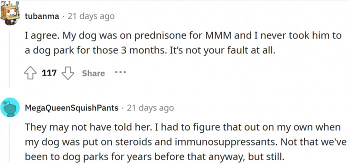 People don't take dogs on Prednisone to parks.